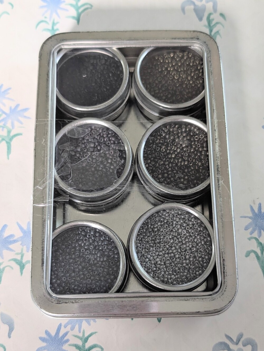 Purl Soho 6 Tins of Seed Beads Size 12 NEW Shade Gray Black Jewelry Making